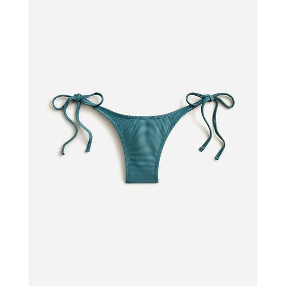 New J. Crew Teal Ribbed Cheeky Side Tie Bikini Swim Bathing Suit Bottom Medium - Picture 1 of 8
